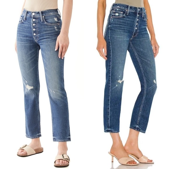 MOTHER SUPERIOR 90s High Rise Distressed Button Fly Ankle Crop Straight Jeans 26 - Picture 14 of 14
